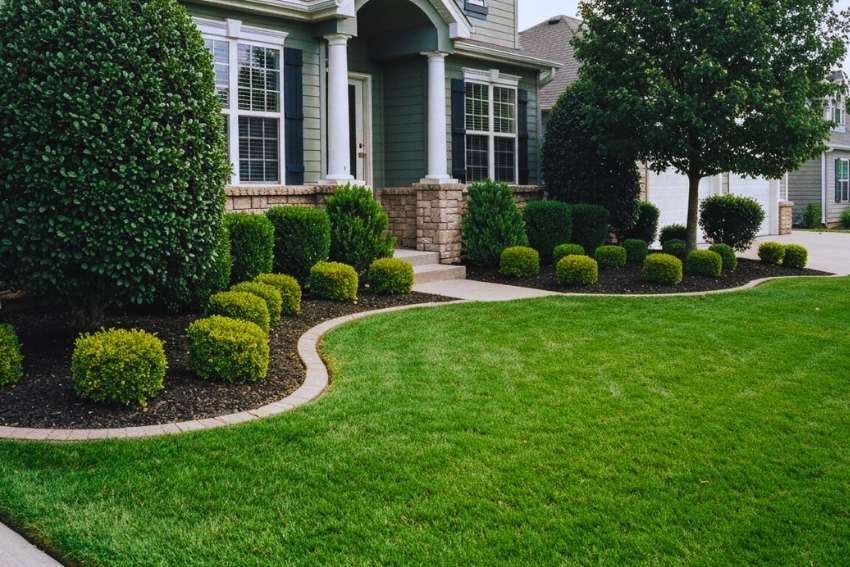Well-maintained residential property in Nazareth, PA with neat lawn, trimmed shrubs, and polished curb appeal from weekly maintenance service.