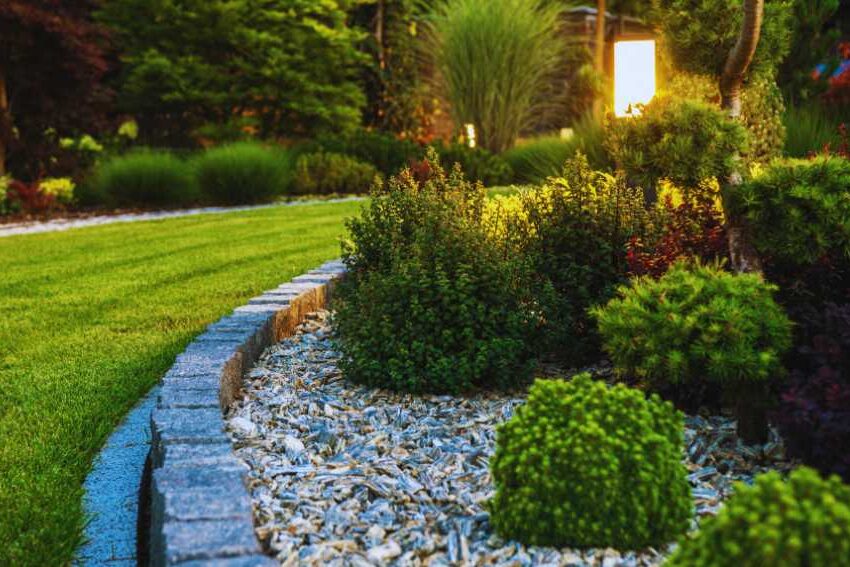 Mulch bed edging and maintenance in Nazareth, PA with hand-cut borders and fresh mulch.