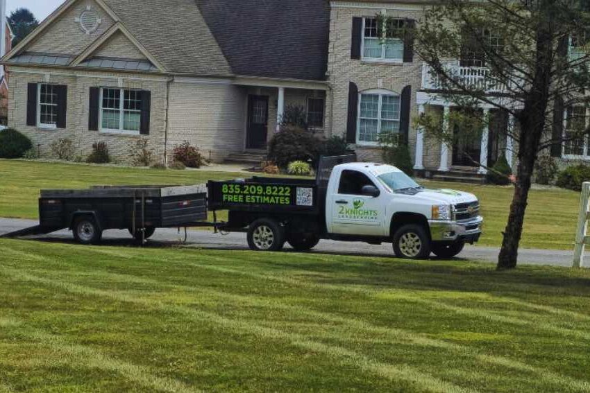 Mulch and stone delivery in Nazareth, PA with professional spreading service by 2Knights Landscaping.